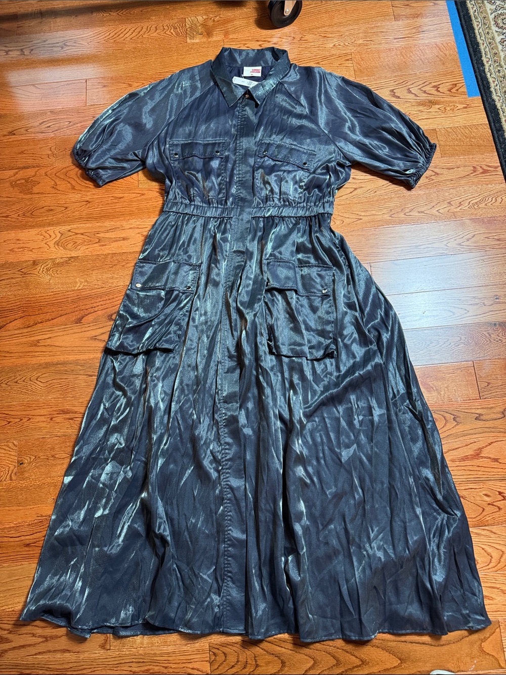 Anthropologie Samant Chauhan Shiny Slate Maxi Dress with Utility Pockets